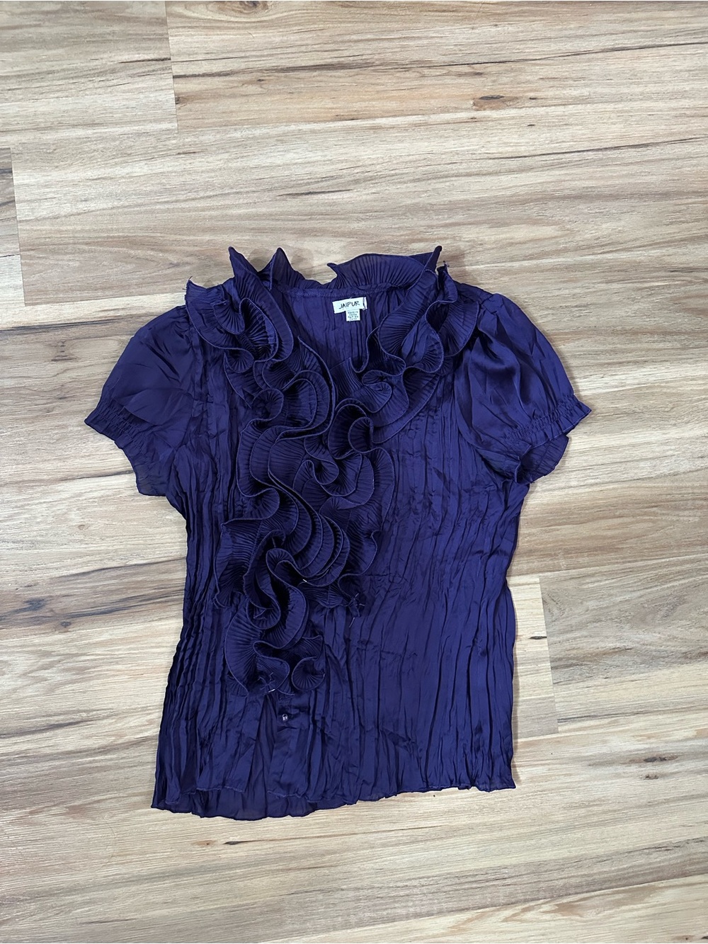 Jaipur Ruffled Short-Sleeve Blouse - Purple